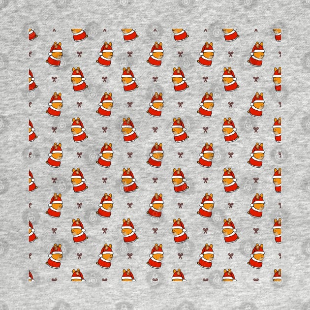 Christmas Santa Bunny Pattern with Candy Canes by ellenhenryart